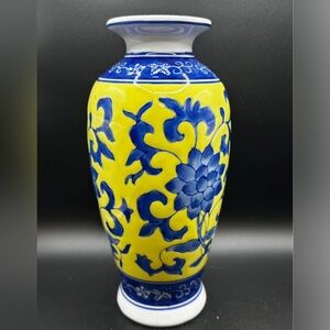 Blue and Yellow Floral Vase